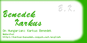 benedek karkus business card